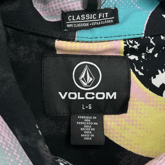 Volcom Entertainment Collection Button Down Shirt - bold DJ Record print - Picture 4 of 10